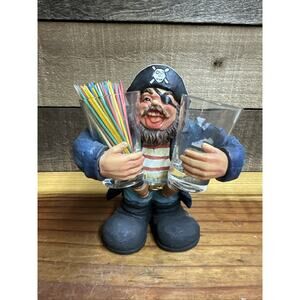 Pirate Holding Shot Glasses Or Toothpick Holder 7”